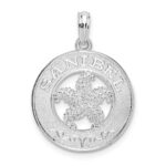 De-Ani Sterling Silver Rhodium-Plated Polished Sanibel Circle with Starfish Pendant