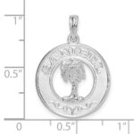 De-Ani Sterling Silver Rhodium-Plated Polished Sanibel Circle with Palm Tree Pendant - Image 3