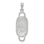 De-Ani Sterling Silver Rhodium-Plated Polished 3D Rectangular Basket Pendant