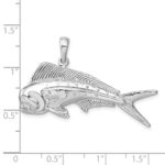 De-Ani Sterling Silver Rhodium-Plated Polished 3D Mahi-Mahi Fish Pendant - Image 3