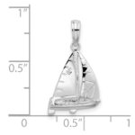 De-Ani Sterling Silver Rhodium-Plated Polished 3D Sailboat Pendant - Image 3