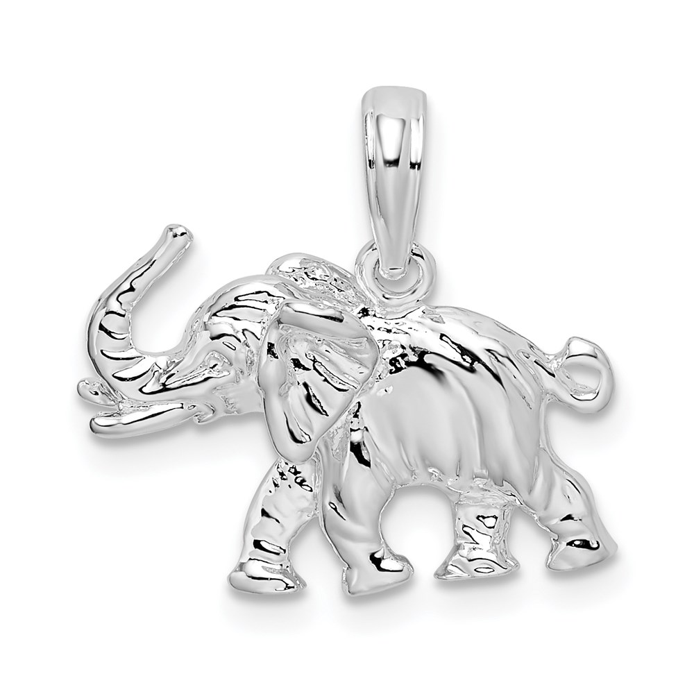 QC10389.jpg De-Ani Sterling Silver Rhodium-Plated Polished 3D Elephant Pendant - Image 1