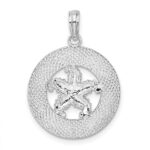 De-Ani Sterling Silver Rhodium-Plated Marathon Florida Keys Circle with Starfish Pendant - Image 4