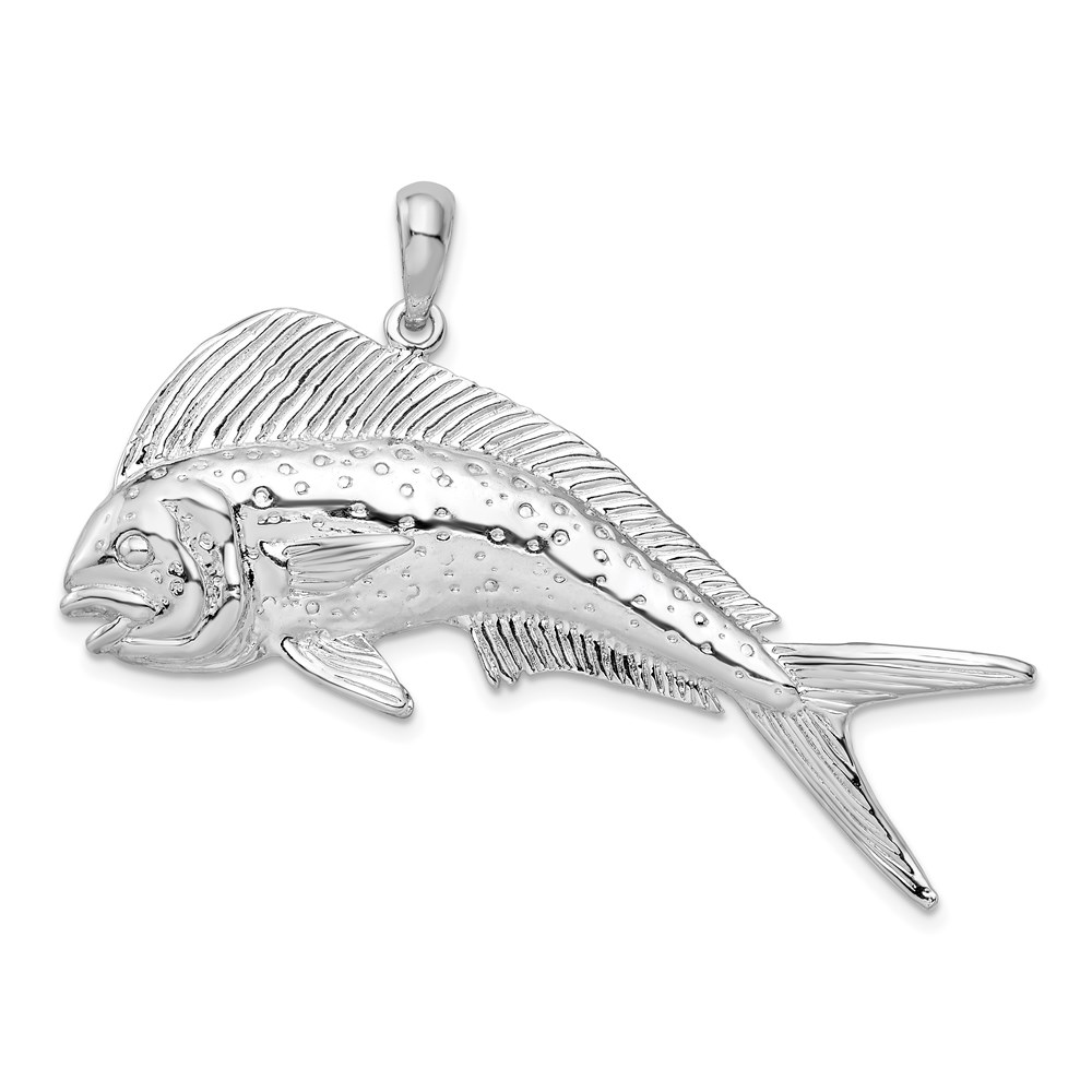 QC10397.jpg De-Ani Sterling Silver Rhodium-Plated Polished Mahi-Mahi Fish Pendant - Image 1