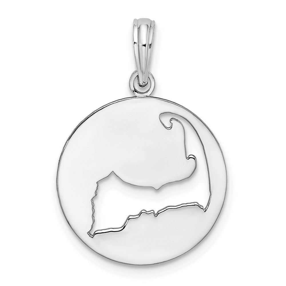 QC10401.jpg De-Ani Sterling Silver Rhodium-plated Polished Cape Cod Cut-Out Pendant - Image 1