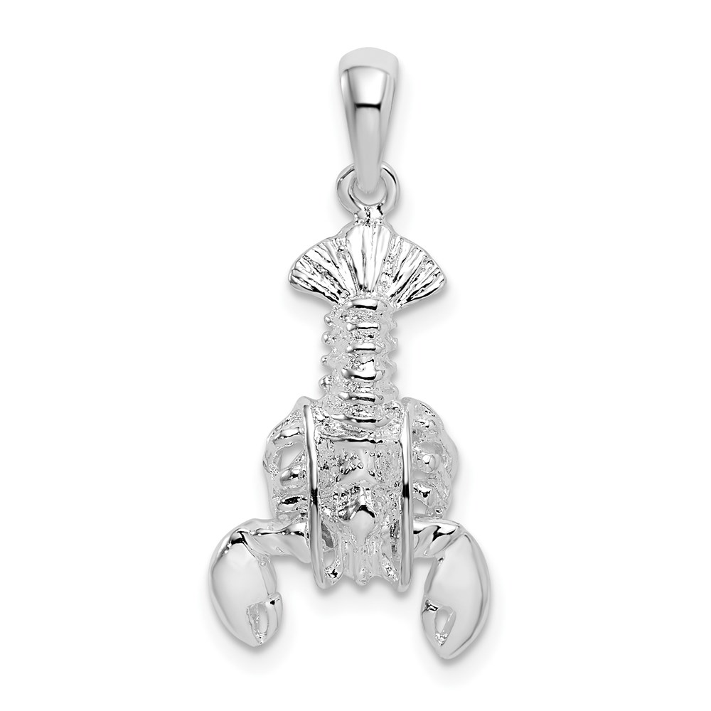 QC10405.jpg De-Ani Sterling Silver Rhodium-Plated Polished Moveable Lobster Pendant - Image 1
