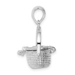 De-Ani Sterling Silver Rhodium-Plated Polished 3D Nantucket Basket Pendant - Image 2