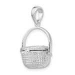 De-Ani Sterling Silver Rhodium-Plated Polished 3D Nantucket Basket Pendant - Image 6