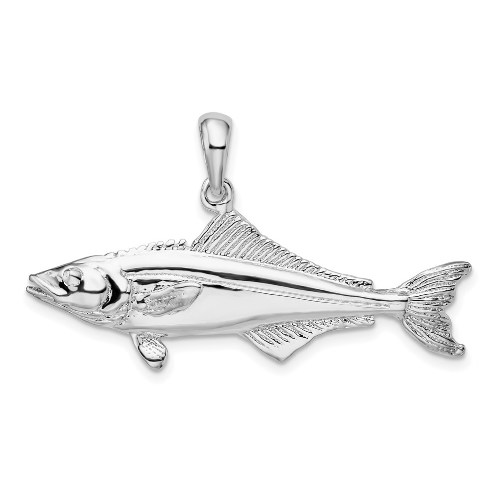 QC10428.jpg De-Ani Sterling Silver Rhodium-Plated Polished 3D Cobia Fish Pendant - Image 1