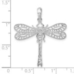 De-Ani Sterling Silver Rhodium-Plated Polished Cut-Out Dragonfly Pendant - Image 3