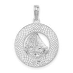 De-Ani Sterling Silver Rhodium-Plated Mystic Connecticut Circle with Sailboat Pendant - Image 3