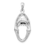 De-Ani Sterling Silver Rhodium-Plated Polished Moveable Shark Head Pendant - Image 4