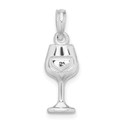 De-Ani Sterling Silver Rhodium-Plated Polished Wine Glass Pendant