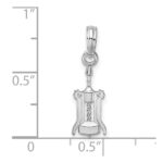 De-Ani Sterling Silver Rhodium-Plated Polished Wine Bottle Opener Pendant - Image 3