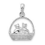 De-Ani Sterling Silver Rhodium-plated Polished 3D Kittens in Basket Pendant - Image 4