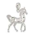 De-Ani Sterling Silver Rhodium-Plated Polished 3D Standing Horse Pendant - Image 5