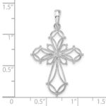 De-Ani Sterling Silver Rhodium-Plated Fancy Cut-Out Rounded Cross Pendant - Image 3