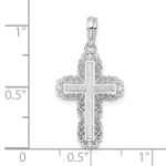 De-Ani Sterling Silver Rhodium-Plated Polished Lace Border Latin Cross Pendant - Image 3