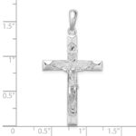 De-Ani Sterling Silver Rhodium-Plated Polished Textured Latin Crucifix Pendant - Image 3