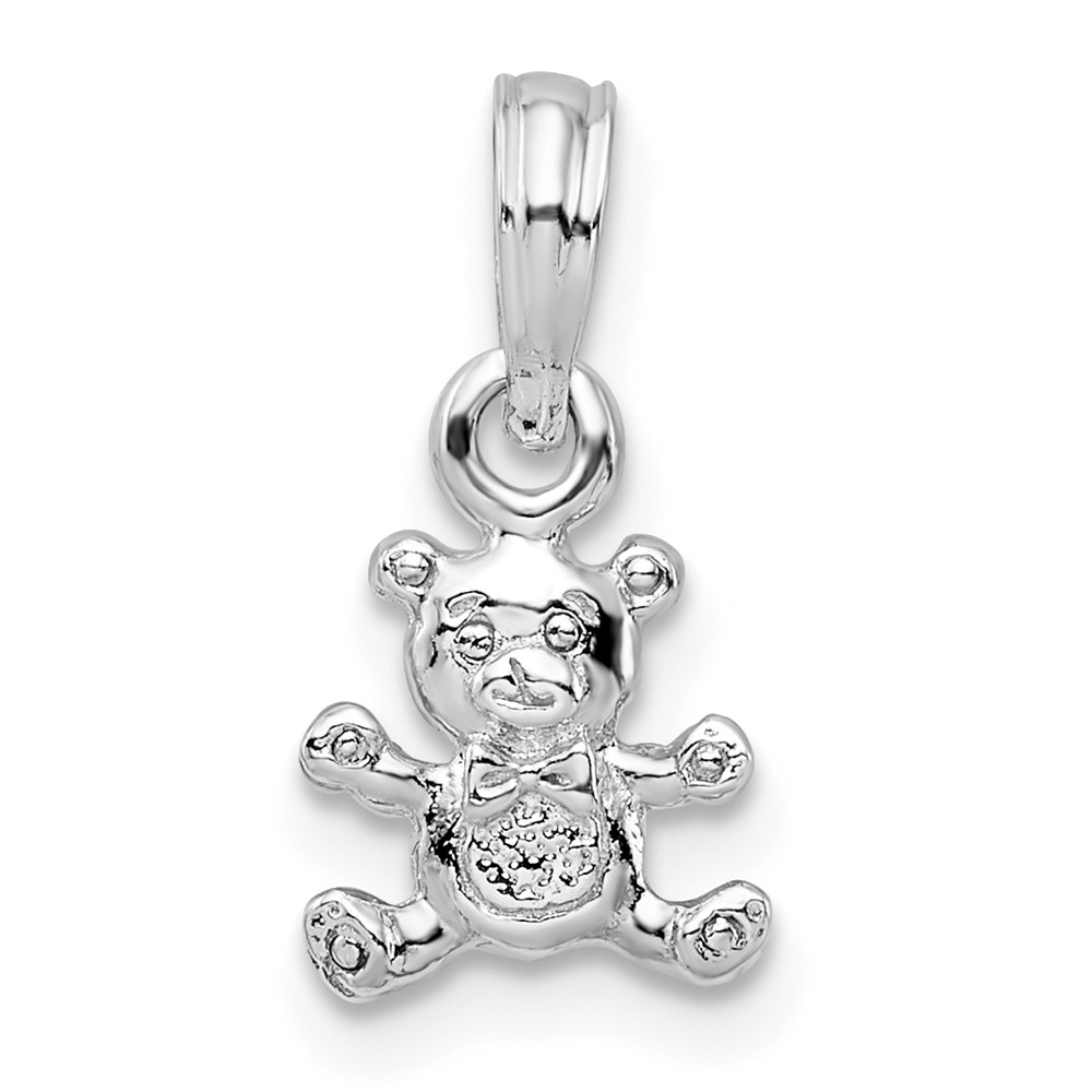 QC10494.jpg De-Ani Sterling Silver Rhodium-Plated Polished 3D Mini Bear Pendant - Image 1