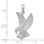 De-Ani Sterling Silver Rhodium-Plated Polished Textured Landing Eagle Pendant - Image 3