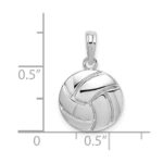 De-Ani Sterling Silver Rhodium-Plated Polished Volleyball Pendant - Image 3