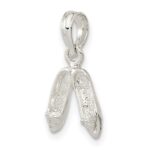 De-Ani Sterling Silver Rhodium-Plated Polished Ballet Slippers Pendant - Image 5