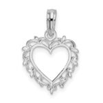 De-Ani Sterling Silver Rhodium-plated Polished Lacey Edge Open Heart Pendant