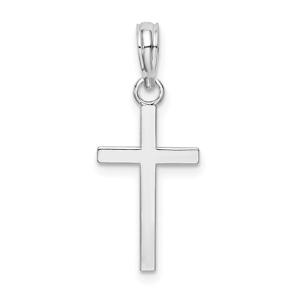 QC10527.jpg De-Ani Sterling Silver Rhodium-plated Polished Flat Latin Cross Pendant - Image 1