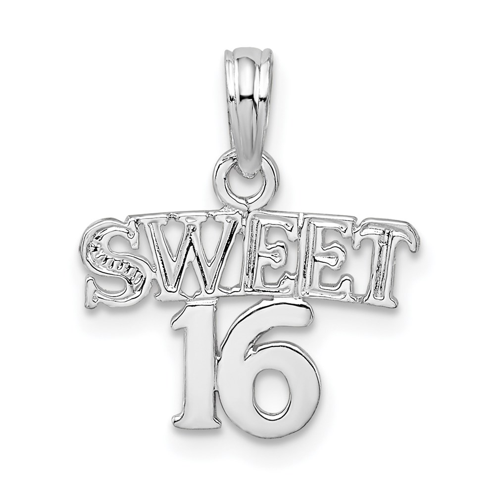 QC10530.jpg De-Ani Sterling Silver Rhodium-plated Polished SWEET 16 Pendant - Image 1