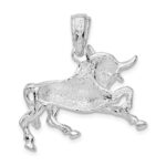 De-Ani Sterling Silver Rhodium-Plated Polished Raging Bull Pendant - Image 4