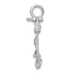 De-Ani Sterling Silver Rhodium-Plated Polished 3D Anchor with Rope Pendant - Image 2