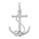 De-Ani Sterling Silver Rhodium-Plated Polished 3D Anchor with Rope Pendant - Image 4