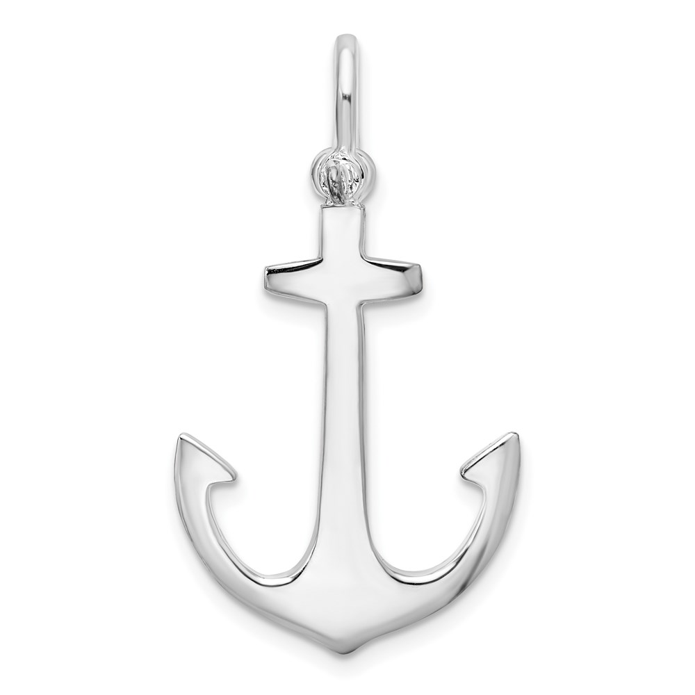 QC10586.jpg De-Ani Sterling Silver Rhodium-Plated Polished 3D Anchor Pendant - Image 1