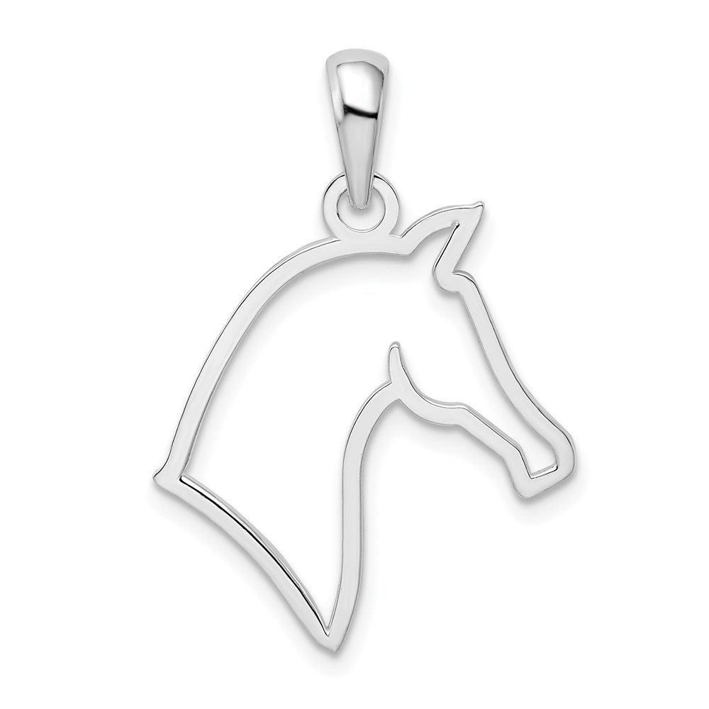 QC10590.jpg De-Ani Sterling Silver Rhodium-Plated Polished Cut-Out Horse Head Pendant - Image 1