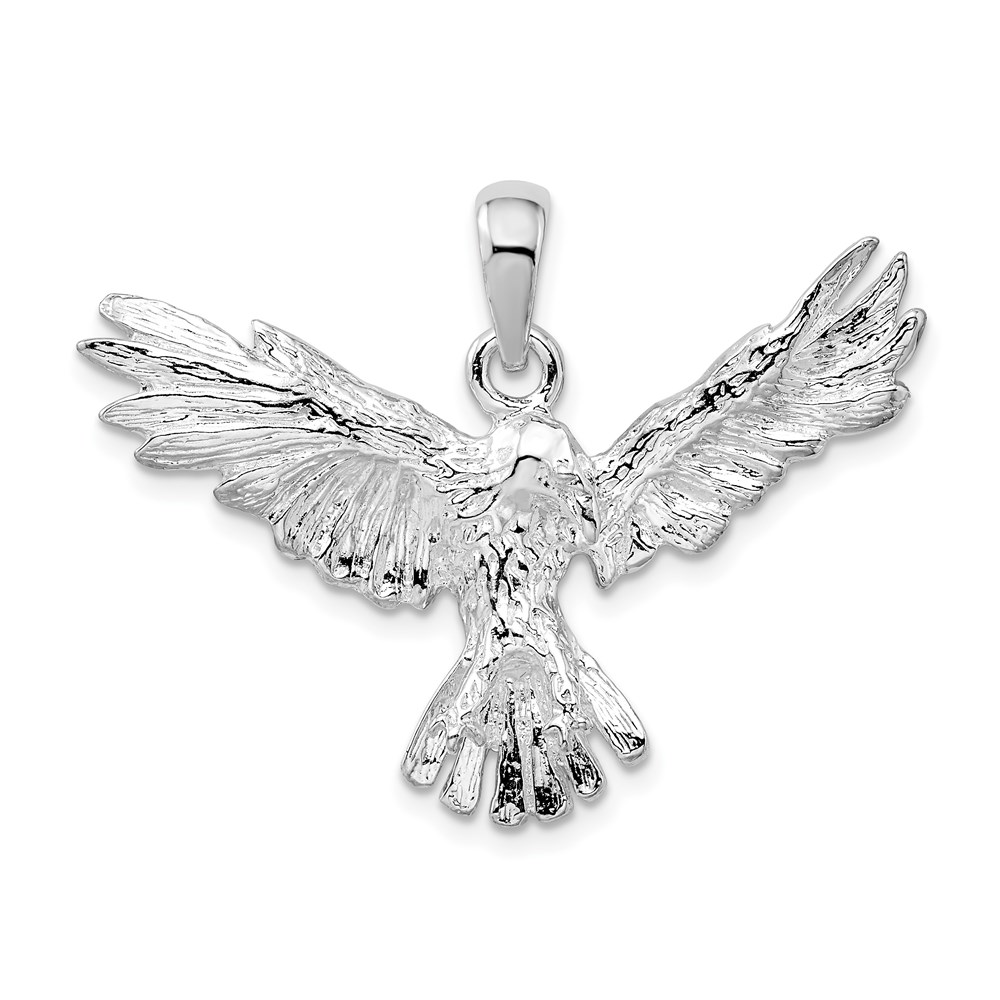 QC10593.jpg De-Ani Sterling Silver Rhodium-Plated Polished Flying Eagle Pendant - Image 1