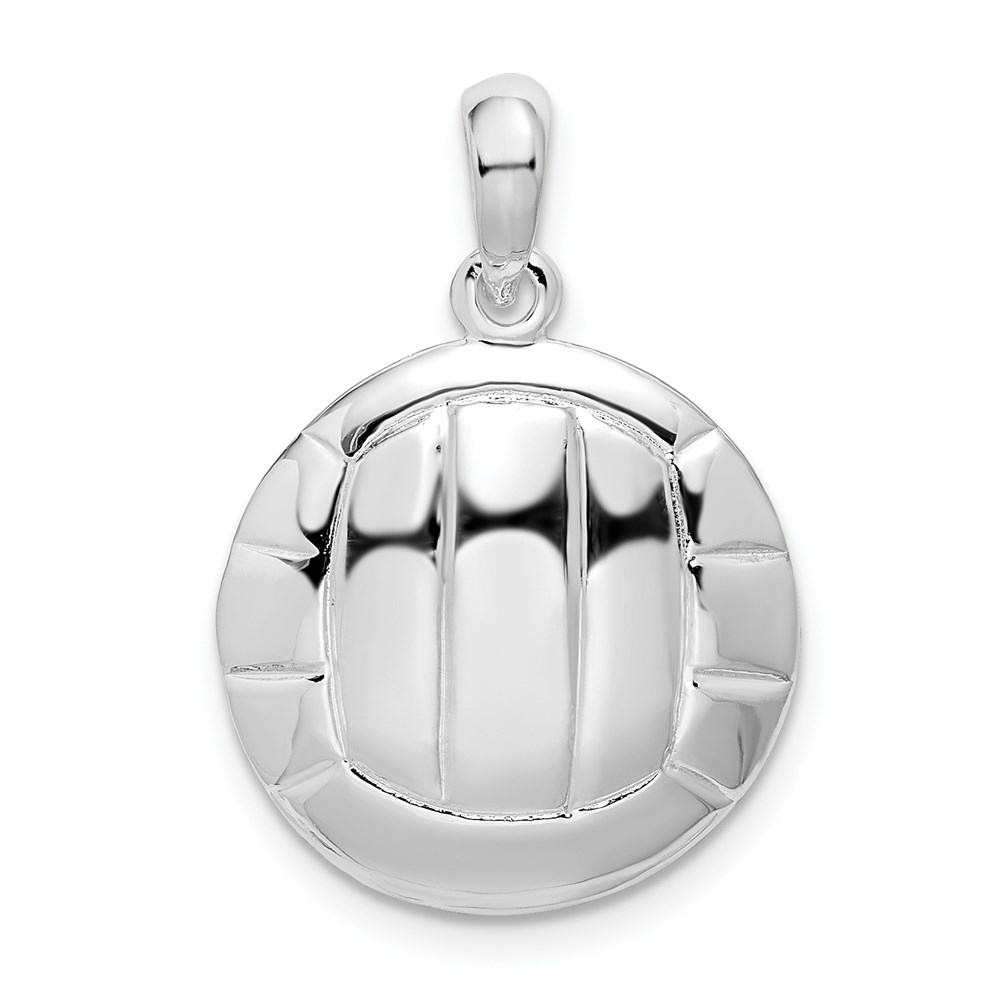 QC10596.jpg De-Ani Sterling Silver Rhodium-Plated Polished Volleyball Pendant - Image 1