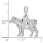 De-Ani Sterling Silver Rhodium-Plated Polished 3D Cow Pendant - Image 3