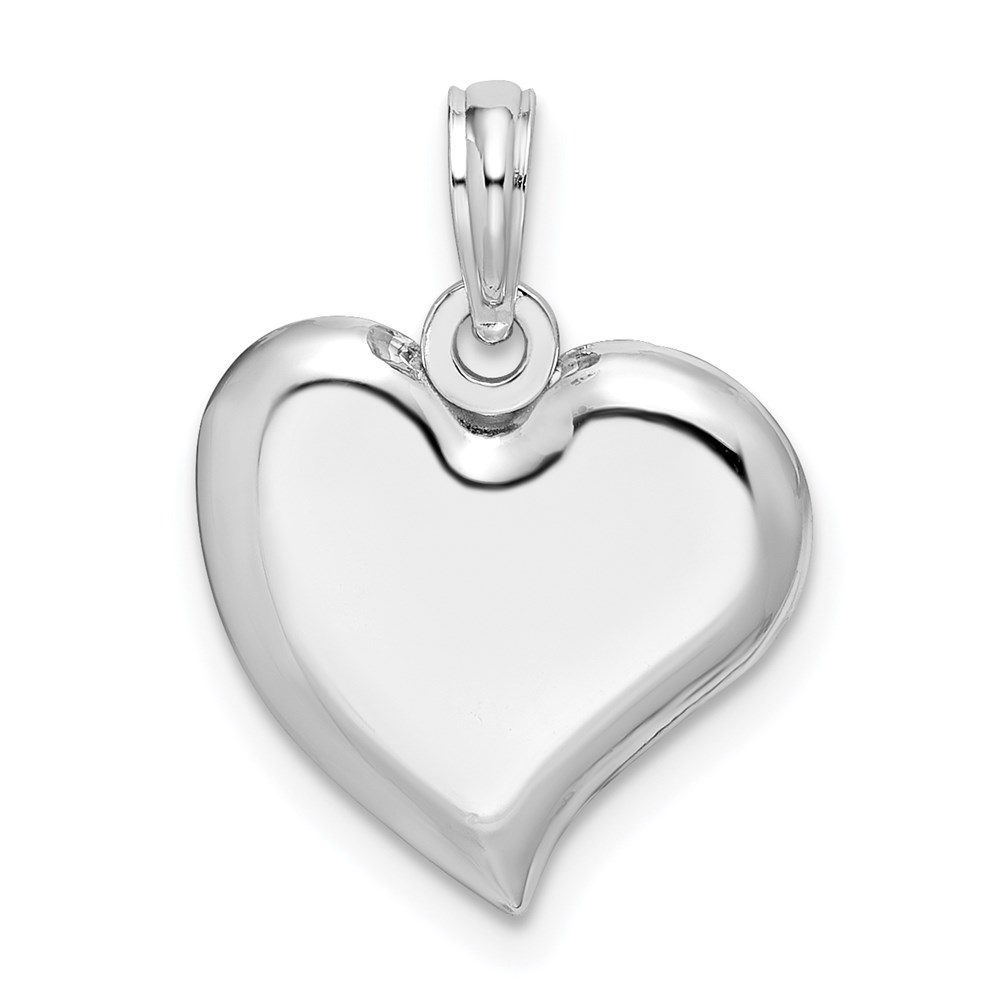 QC10598.jpg De-Ani Sterling Silver Rhodium-Plated Polished Teardrop Heart Pendant - Image 1