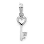 De-Ani Sterling Silver Rhodium-Plated Polished Key with Heart Top Pendant