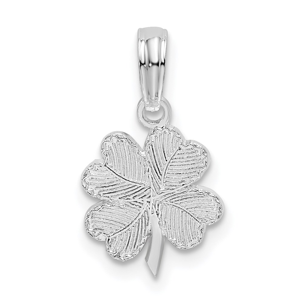 QC10603.jpg De-Ani Sterling Silver Rhodium-Plated Polished and Textured Shamrock Pendant - Image 1