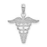 De-Ani Sterling Silver Rhodium-plated Polished Cut-Out Caduceus Pendant - Image 4