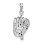 De-Ani Sterling Silver Rhodium-Plated Polished 3D Baseball / Bat / Glove Pendant - Image 4