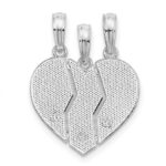 De-Ani Sterling Silver Rhodium-plated Textured Big Sis / Mom / Lil Sis Break Apart Pendant - Image 4