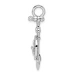 De-Ani Sterling Silver Rhodium-Plated 3D Small Anchor with Compass Pendant - Image 2