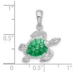 De-Ani Sterling Silver Rhodium-Plated Polished Enameled Sea Turtle Pendant - Image 3