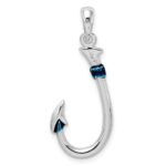 De-Ani Sterling Silver Rhodium-Plated Polished 3D Enameled Fish Hook Pendant - Image 3