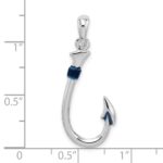 De-Ani Sterling Silver Rhodium-Plated Polished 3D Enameled Fish Hook Pendant - Image 4