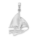 De-Ani Sterling Silver Rhodium-Plated Polished Enameled Sailboat Pendant - Image 4