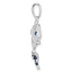 De-Ani Sterling Silver Rhodium-Plated Enameled Jumping Bass Fish Pendant - Image 2